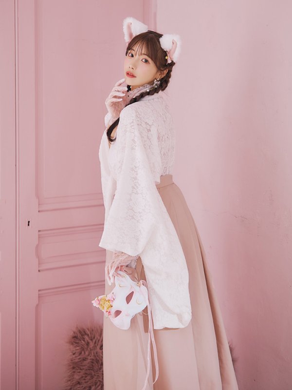 画像11: 【即日発送！】【ハロウィン】猫巫女レース袴 【コスプレ5点セット】 【FREEサイズ/2カラー】[OF01-OMN] (11)