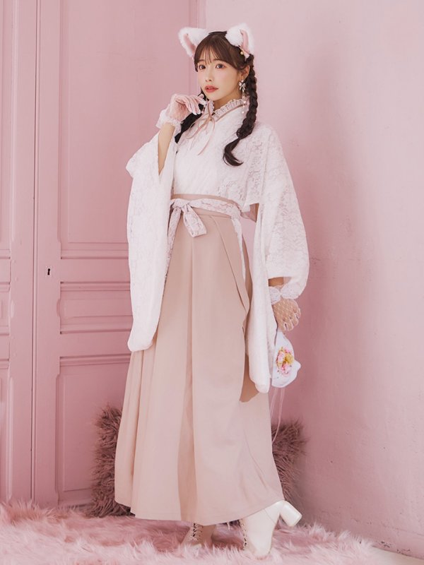 画像9: 【即日発送！】【ハロウィン】猫巫女レース袴 【コスプレ5点セット】 【FREEサイズ/2カラー】[OF01-OMN] (9)