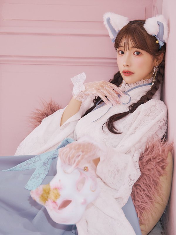 画像18: 【即日発送！】【ハロウィン】猫巫女レース袴 【コスプレ5点セット】 【FREEサイズ/2カラー】[OF01-OMN] (18)