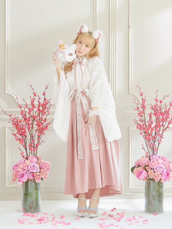 画像11: 【即日発送！】【ハロウィン】猫巫女レース袴 【コスプレ5点セット】 【FREEサイズ/2カラー】[OF01-OMN] (11)