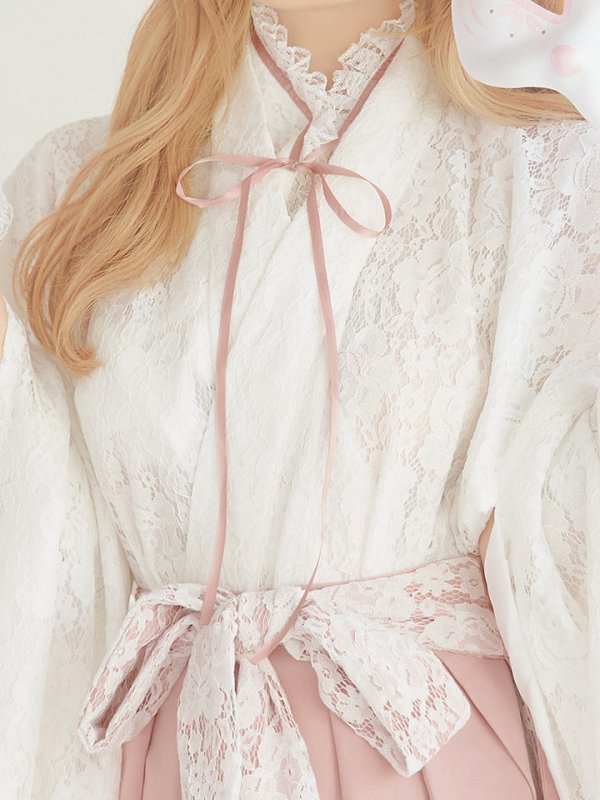 画像13: 【即日発送！】【ハロウィン】猫巫女レース袴 【コスプレ5点セット】 【FREEサイズ/2カラー】[OF01-OMN] (13)