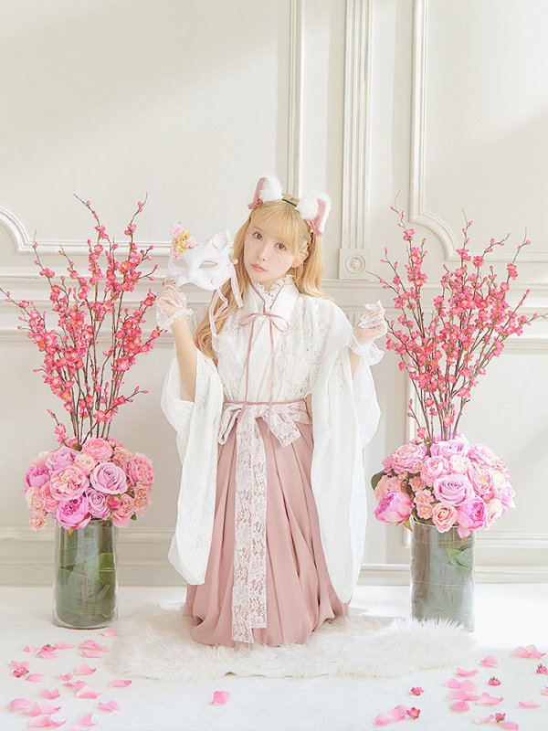 画像5: 【即日発送！】【ハロウィン】猫巫女レース袴 【コスプレ5点セット】 【FREEサイズ/2カラー】[OF01-OMN] (5)