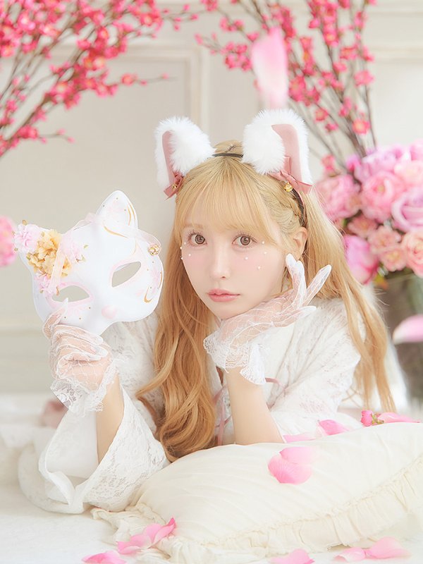 画像6: 【即日発送！】【ハロウィン】猫巫女レース袴 【コスプレ5点セット】 【FREEサイズ/2カラー】[OF01-OMN] (6)