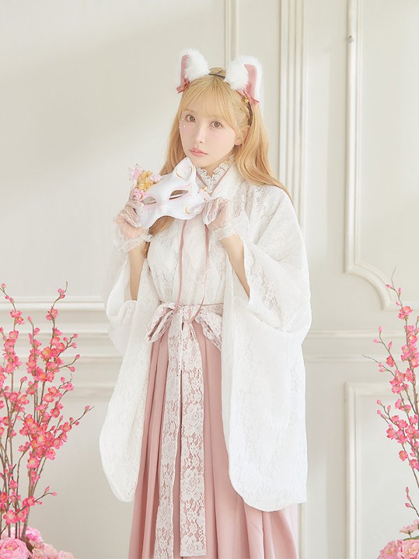 画像7: 【即日発送！】【ハロウィン】猫巫女レース袴 【コスプレ5点セット】 【FREEサイズ/2カラー】[OF01-OMN] (7)