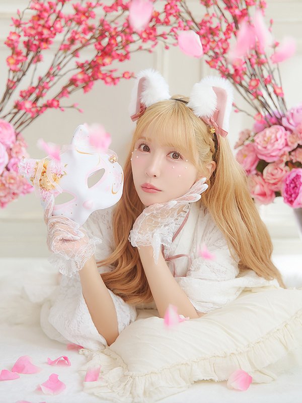 画像8: 【即日発送！】【ハロウィン】猫巫女レース袴 【コスプレ5点セット】 【FREEサイズ/2カラー】[OF01-OMN] (8)