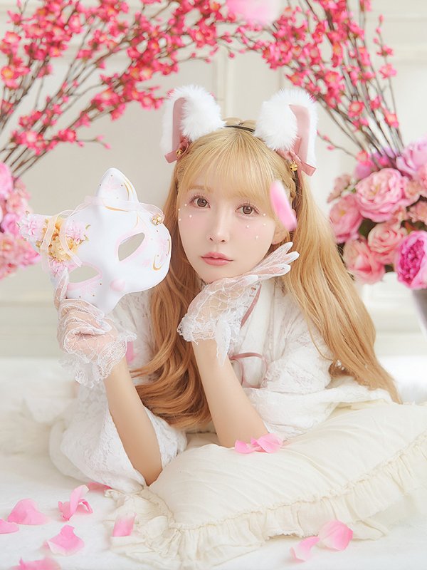 画像9: 【即日発送！】【ハロウィン】猫巫女レース袴 【コスプレ5点セット】 【FREEサイズ/2カラー】[OF01-OMN] (9)