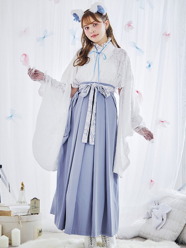 画像4: 【即日発送！】【ハロウィン】猫巫女レース袴 【コスプレ5点セット】 【FREEサイズ/2カラー】[OF01-OMN] (4)