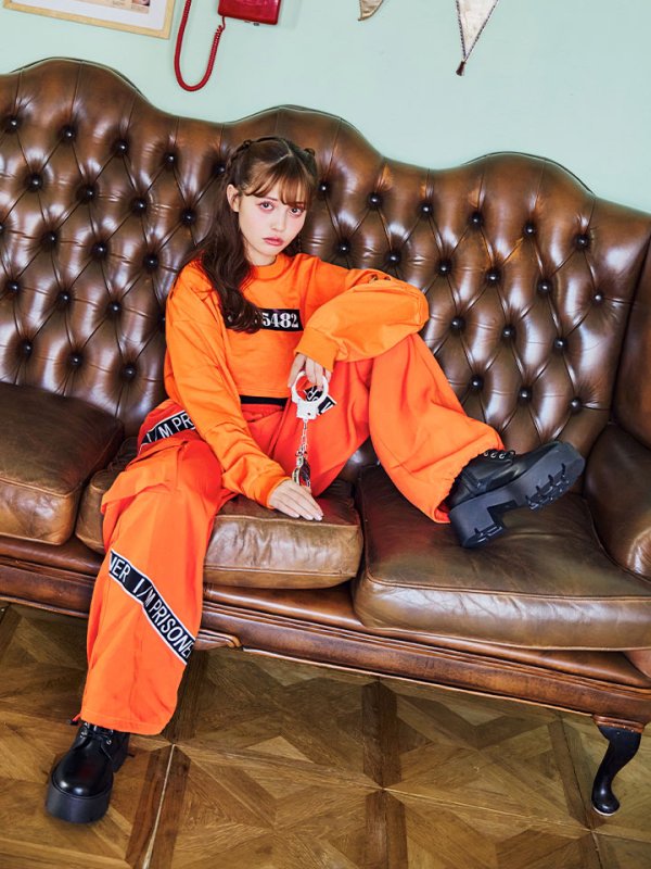 画像13: 【SALE!!】【即日発送！】【ハロウィン】オレンジ囚人長袖Tシャツセット 【コスプレ3点セット】【S-XLサイズ/1カラー】[OF01] (13)