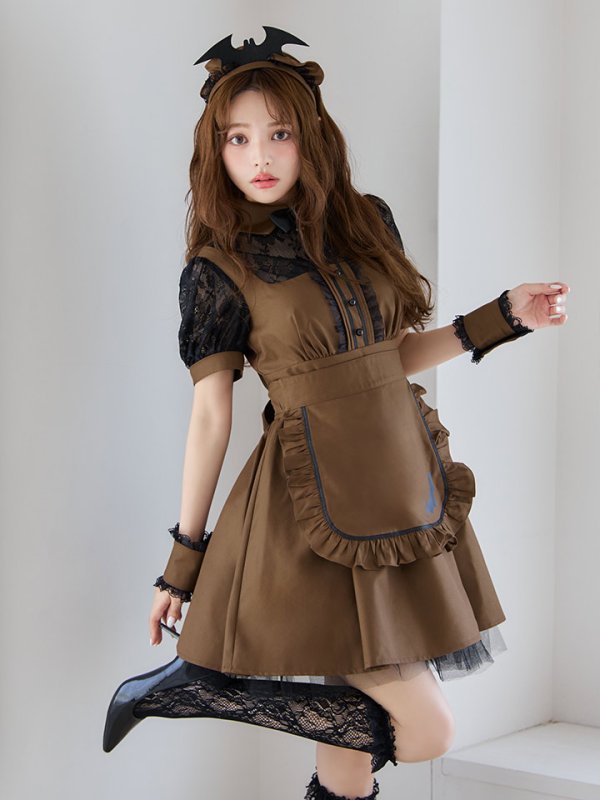 画像2: 【即日発送】【ハロウィン】コウモリクラシカルメイド【コスプレ6点セット】【S-XLサイズ/2カラー】[HC03] (2)