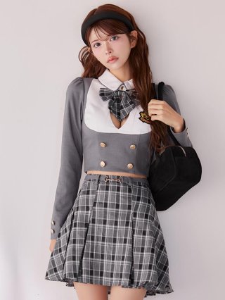 元*気様 j1064 docomo ドコモ　女子制服　3点セット 即日発送！】【ハロウィン】チェック制服セットアップ【コスプレ4点