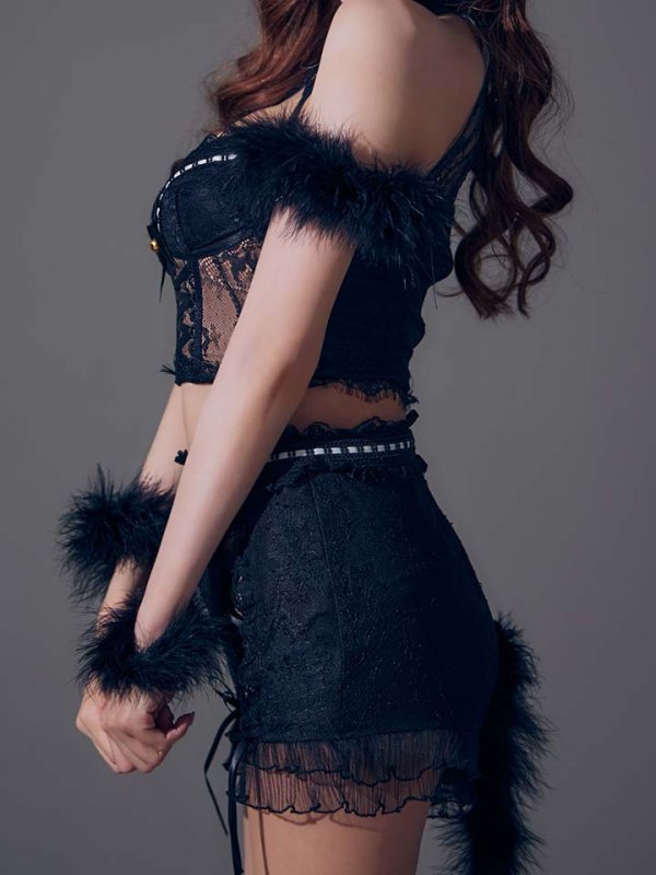 画像18: 【ハロウィン】ファー黒猫セットアップ【コスプレ5点セット】【XS-Mサイズ/1カラー】[HC03] (18)