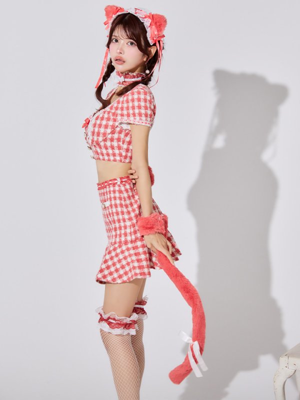 画像3: 【SALE!!】【即日発送】【ハロウィン】ツイードキャットセットアップ 【コスプレ6点セット】 【XS-Mサイズ/4カラー】[HC03] (3)