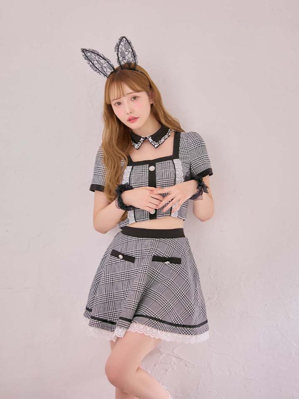 画像10: 【SALE!!】【即日発送】【ハロウィン】 グレンチェックセットアップバニー 【コスプレ6点セット】【XS-Mサイズ/1カラー】[HC03] (10)