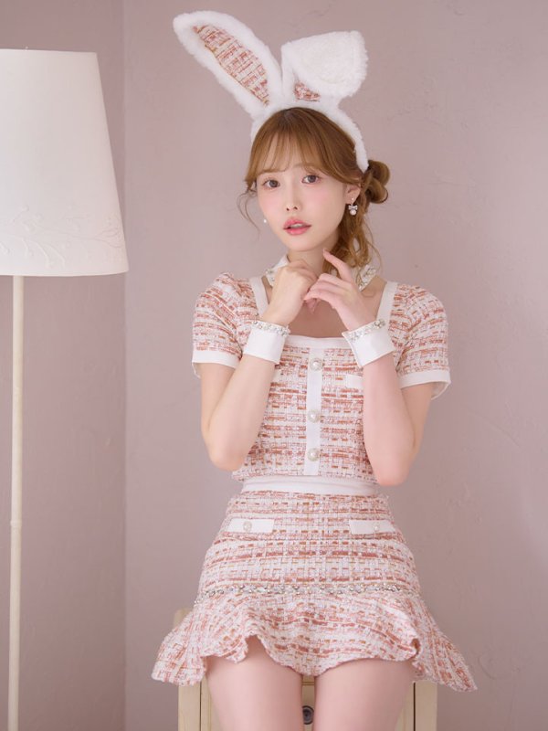 画像3: 【SALE!!】【即日発送】【ハロウィン】 ツイードセットアップバニー【コスプレ6点セット】【XS-Mサイズ/1カラー】[HC03] (3)