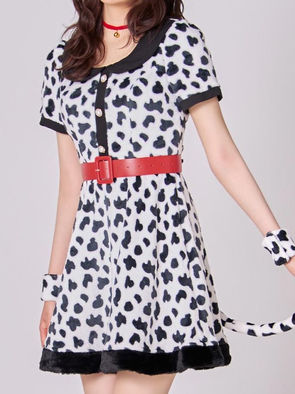 画像17: 【即日発送！】【ハロウィン】ダルメシアンミニフレアワンピース 【コスプレ5点セット】 【S-XLサイズ/1カラー】[HC03] (17)