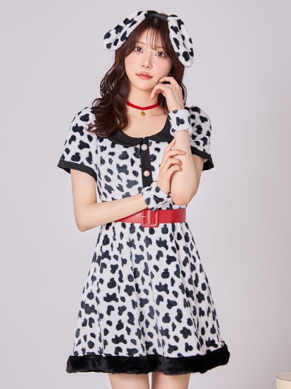 画像3: 【即日発送！】【ハロウィン】ダルメシアンミニフレアワンピース 【コスプレ5点セット】 【S-XLサイズ/1カラー】[HC03] (3)
