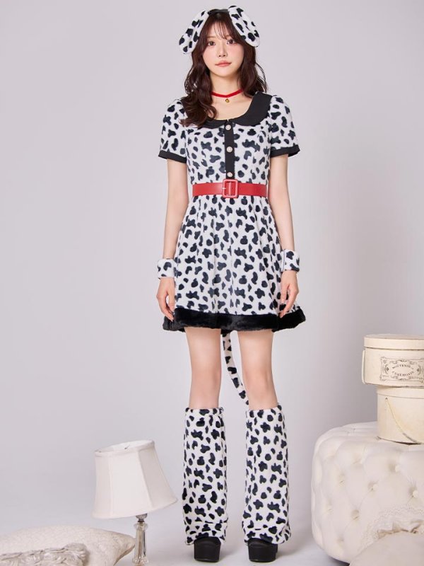 画像4: 【即日発送！】【ハロウィン】ダルメシアンミニフレアワンピース 【コスプレ5点セット】 【S-XLサイズ/1カラー】[HC03] (4)