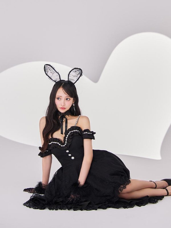 画像12: 【SALE!!】【即日発送！】【ハロウィン】 バニーショートインロングワンピース 【コスプレ5点セット】【XS-XLサイズ/2カラー】[HC03] (12)