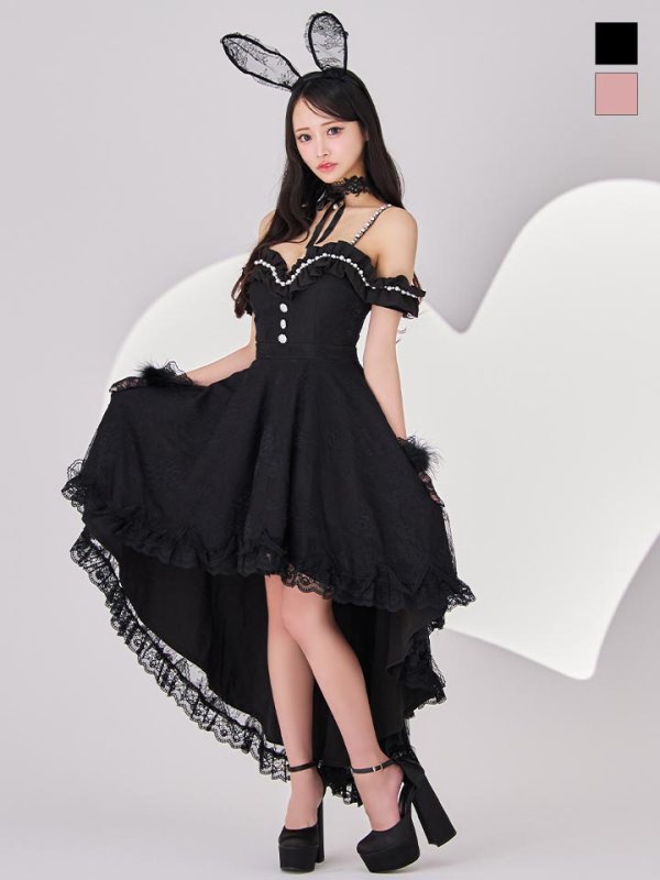 画像3: 【SALE!!】【即日発送！】【ハロウィン】 バニーショートインロングワンピース 【コスプレ5点セット】【XS-XLサイズ/2カラー】[HC03] (3)