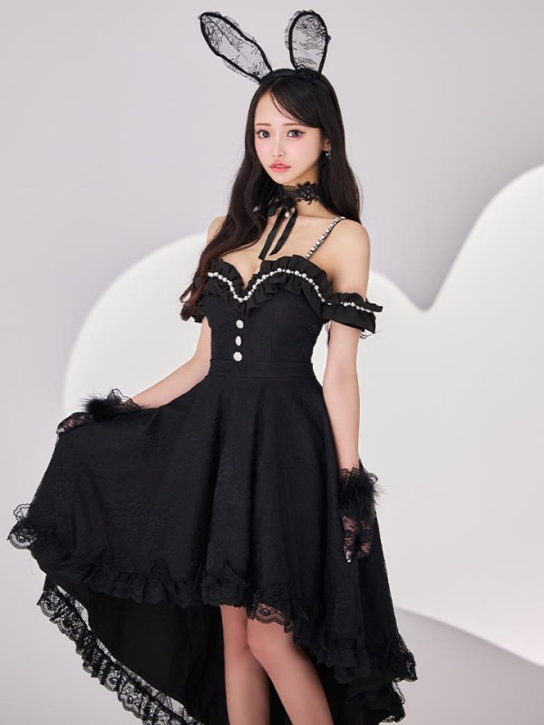 画像5: 【SALE!!】【即日発送！】【ハロウィン】 バニーショートインロングワンピース 【コスプレ5点セット】【XS-XLサイズ/2カラー】[HC03] (5)