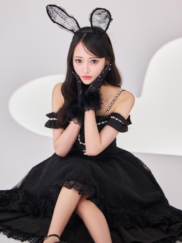 画像7: 【SALE!!】【即日発送！】【ハロウィン】 バニーショートインロングワンピース 【コスプレ5点セット】【XS-XLサイズ/2カラー】[HC03] (7)