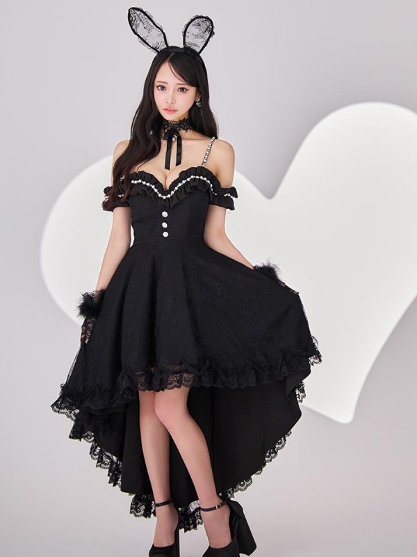 画像8: 【SALE!!】【即日発送！】【ハロウィン】 バニーショートインロングワンピース 【コスプレ5点セット】【XS-XLサイズ/2カラー】[HC03] (8)