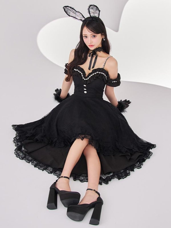 画像9: 【SALE!!】【即日発送！】【ハロウィン】 バニーショートインロングワンピース 【コスプレ5点セット】【XS-XLサイズ/2カラー】[HC03] (9)