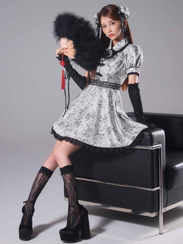 画像5: 【ハロウィン】アームウォーマー付きフレアスカートチャイナ 【コスプレ5点セット】 【S-XLサイズ/4カラー】[HC03] (5)