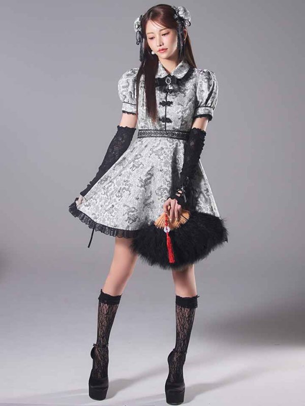 画像7: 【ハロウィン】アームウォーマー付きフレアスカートチャイナ 【コスプレ5点セット】 【S-XLサイズ/4カラー】[HC03] (7)