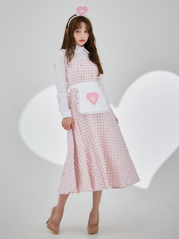 画像12: 【SALE!!】【即日発送！】【ハロウィン】ナースツイードロングフレア 【コスプレ3点セット】 【S-XLサイズ/1カラー】(CH02)[HC03] (12)