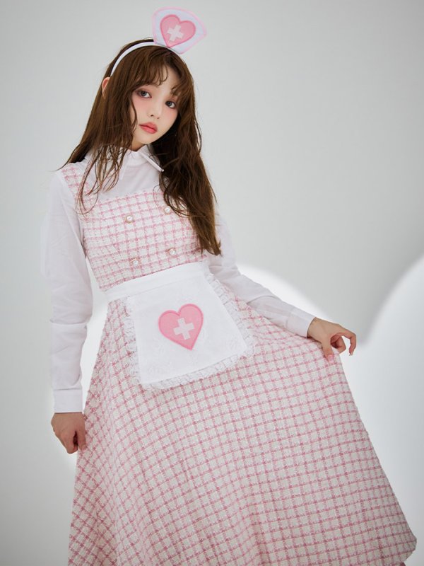 画像16: 【SALE!!】【即日発送！】【ハロウィン】ナースツイードロングフレア 【コスプレ3点セット】 【S-XLサイズ/1カラー】(CH02)[HC03] (16)