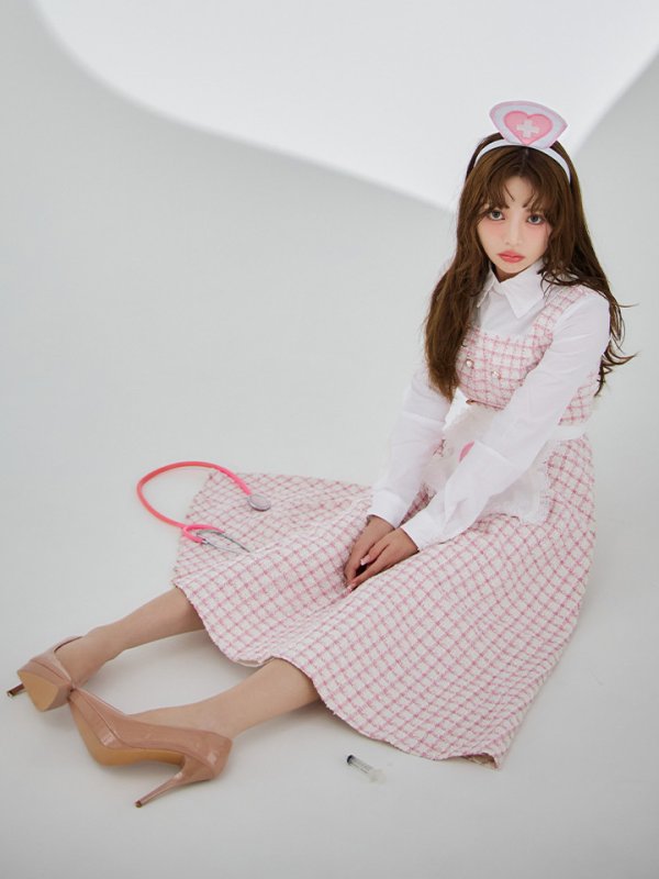 画像5: 【SALE!!】【即日発送！】【ハロウィン】ナースツイードロングフレア 【コスプレ3点セット】 【S-XLサイズ/1カラー】(CH02)[HC03] (5)