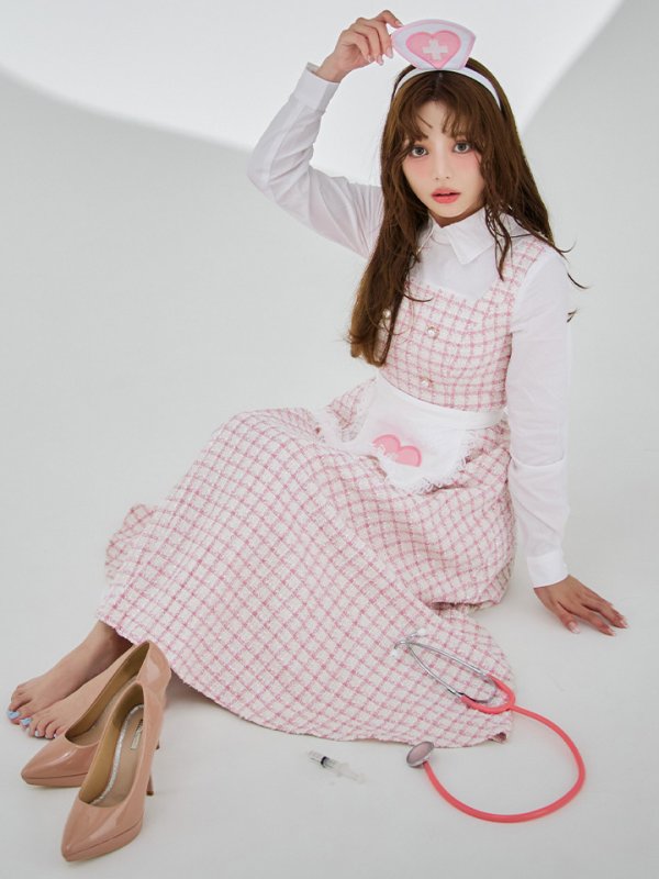 画像8: 【SALE!!】【即日発送！】【ハロウィン】ナースツイードロングフレア 【コスプレ3点セット】 【S-XLサイズ/1カラー】(CH02)[HC03] (8)