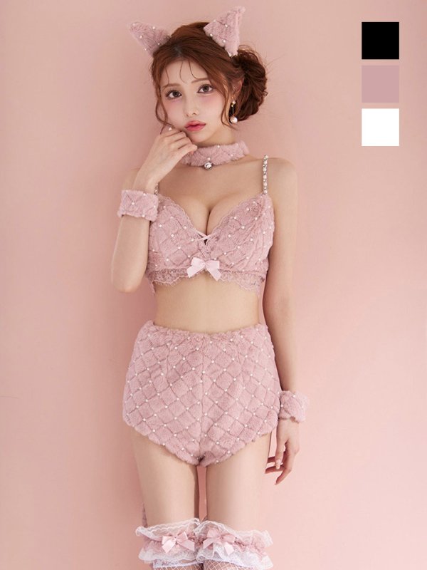 画像8: 【即日発送】【ハロウィン】ビジューファーキャットパンツセットアップ【コスプレ6点セット】【XS-Lサイズ/3カラー】[HC03] (8)