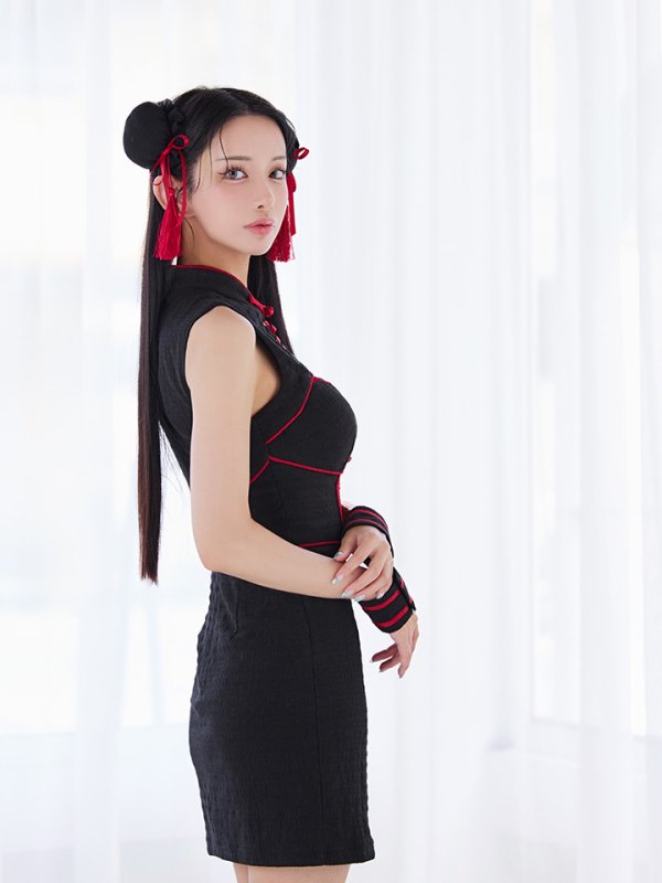 画像10: 【即日発送】【ハロウィン】シャーリングドラゴン刺繍タイトチャイナ【コスプレ4点セット】【XS-Lサイズ/1カラー】[HC03] (10)