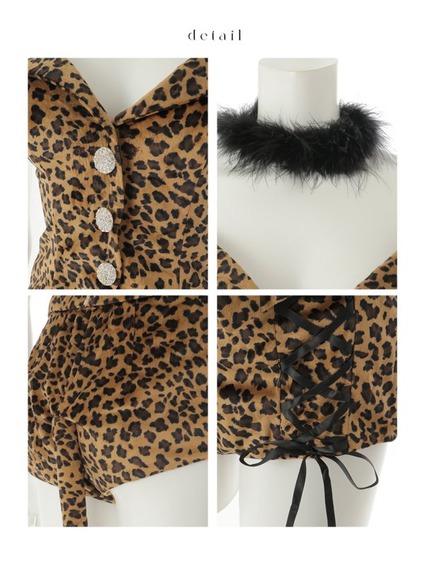 画像21: 【即日発送】【ハロウィン】豹柄/レオパードビスチェセットアップ【コスプレ6点セット】【XS-Lサイズ/1カラー】[HC03] (21)