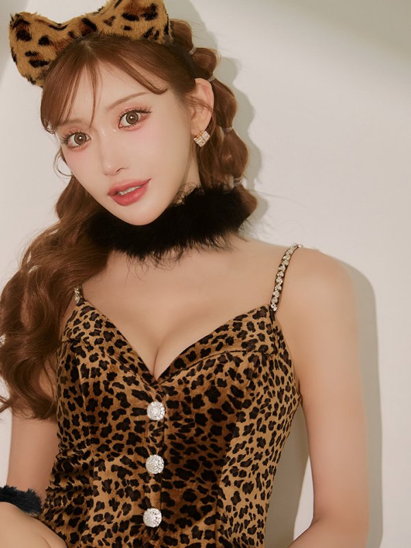 画像15: 【即日発送】【ハロウィン】豹柄/レオパードビスチェセットアップ【コスプレ6点セット】【XS-Lサイズ/1カラー】[HC03] (15)