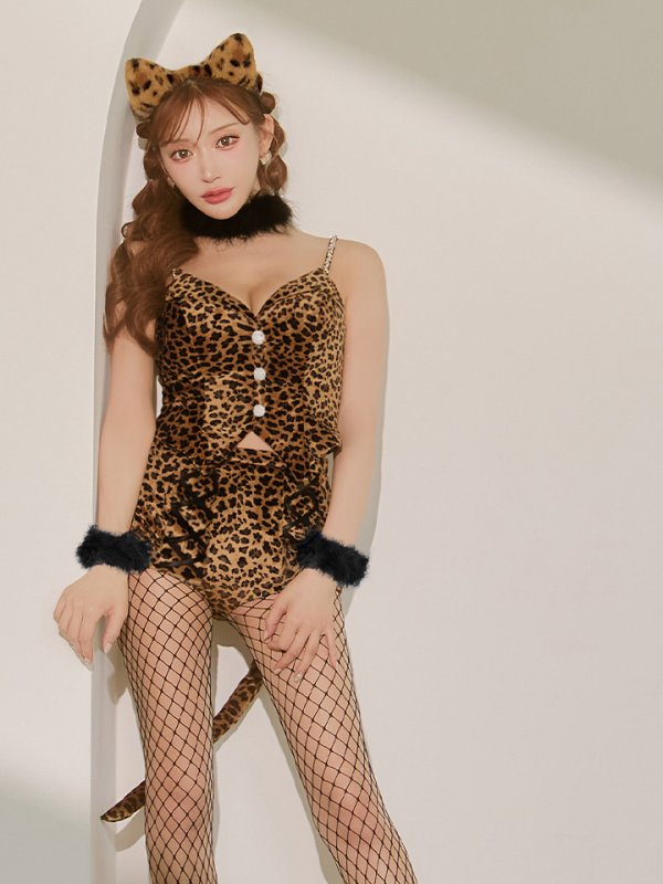 画像5: 【即日発送】【ハロウィン】豹柄/レオパードビスチェセットアップ【コスプレ6点セット】【XS-Lサイズ/1カラー】[HC03] (5)