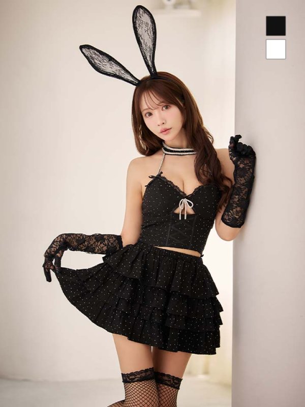画像5: 【即日発送】【ハロウィン】バニーレースビスチェセットアップ【コスプレ6点セット】【XS-Mサイズ/2カラー】[HC03] (5)