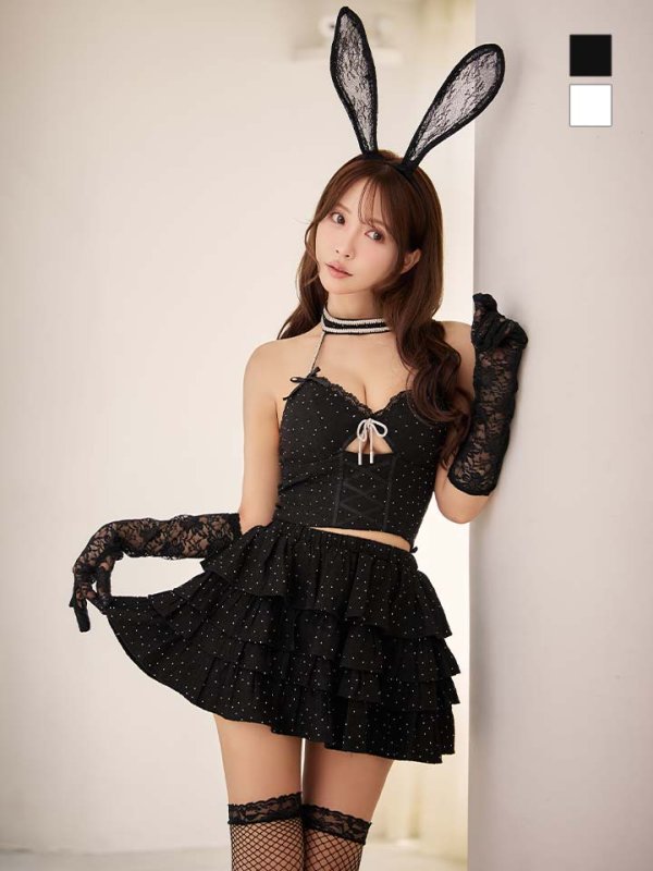 画像6: 【即日発送】【ハロウィン】バニーレースビスチェセットアップ【コスプレ6点セット】【XS-Mサイズ/2カラー】[HC03] (6)