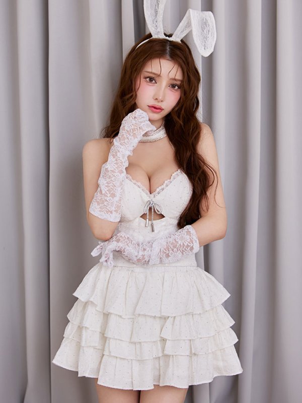 画像14: 【即日発送】【ハロウィン】バニーレースビスチェセットアップ【コスプレ6点セット】【XS-Mサイズ/2カラー】[HC03] (14)