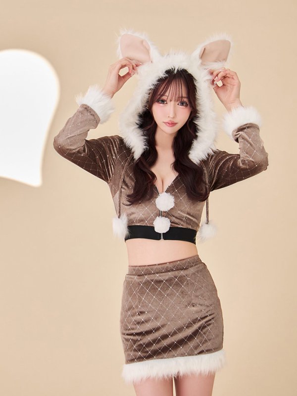 画像11: 【即日発送】【ハロウィン】キルティングビジューうさぎ【コスプレ4点セット】【XS-XLサイズ/1カラー】[HC03] (11)