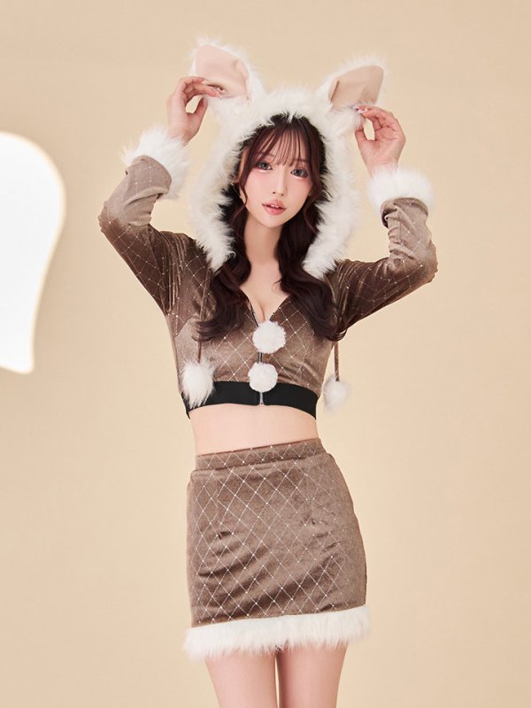 画像8: 【即日発送】【ハロウィン】キルティングビジューうさぎ【コスプレ4点セット】【XS-XLサイズ/1カラー】[HC03] (8)