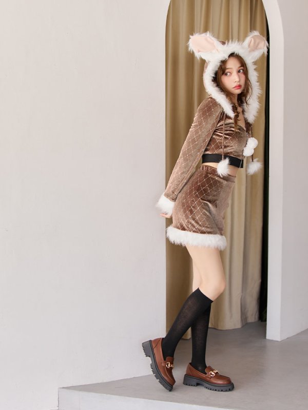 画像16: 【即日発送】【ハロウィン】キルティングビジューうさぎ【コスプレ4点セット】【XS-XLサイズ/1カラー】[OF04] (16)