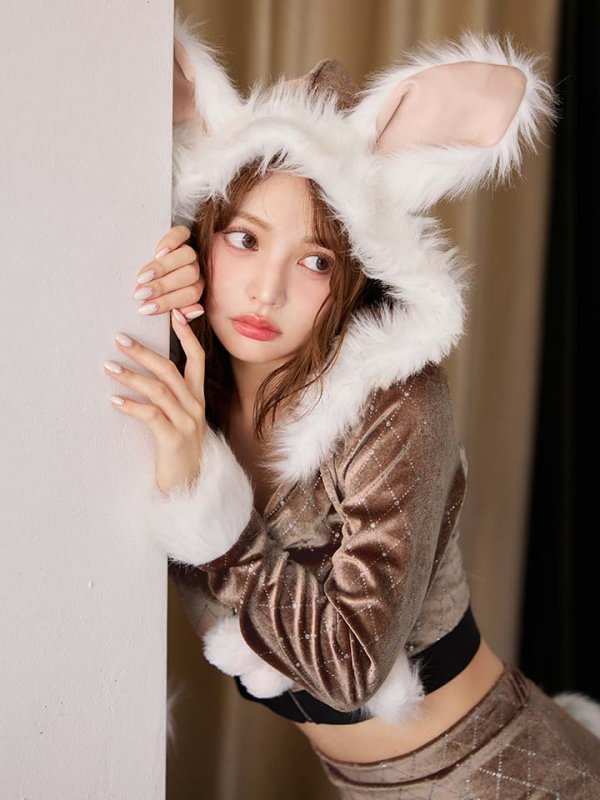 画像3: 【即日発送】【ハロウィン】キルティングビジューうさぎ【コスプレ4点セット】【XS-XLサイズ/1カラー】[OF04] (3)