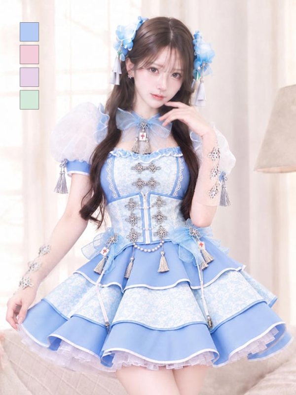 画像1: 【即日発送】【送料無料！】キャンディシェル麻雀チャイナ【マリームーン】【ハロウィンコスプレ10点セット】【SM-MLサイズ/4カラー】[HC03] (1)