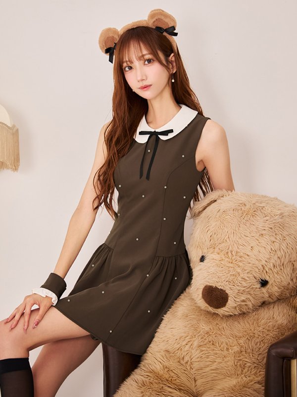 画像2: 【即日発送】【ハロウィン】襟付きノースリーブワンピクマコスプレ【コスプレ4点セット】【XS-Mサイズ/1カラー】[HC03] (2)