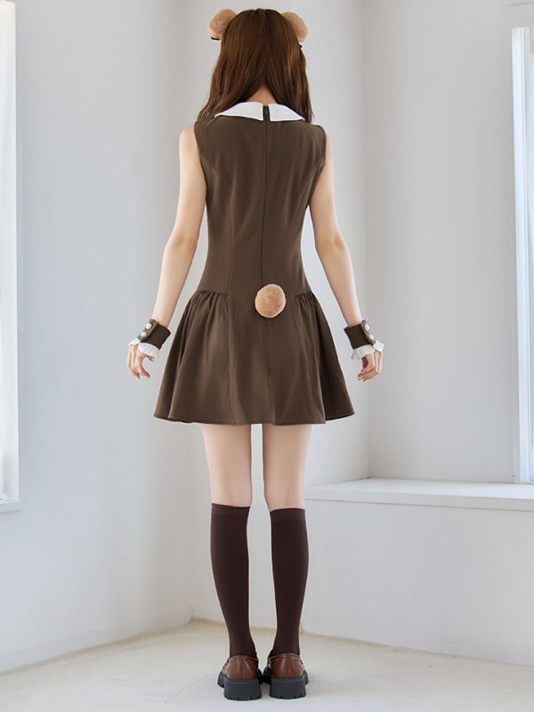 画像18: 【即日発送】【ハロウィン】襟付きノースリーブワンピクマコスプレ【コスプレ4点セット】【XS-Mサイズ/1カラー】[HC03] (18)