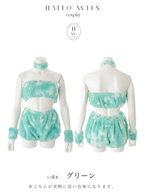 画像45: 【即日発送】【ハロウィン】パステルもこもこバニー【コスプレ7点セット】【フリーサイズ/6カラー】[OF03] (45)