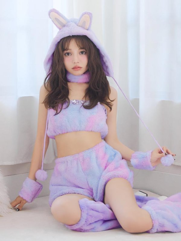 画像9: 【即日発送】【ハロウィン】パステルもこもこバニー【コスプレ7点セット】【フリーサイズ/6カラー】[OF03] (9)